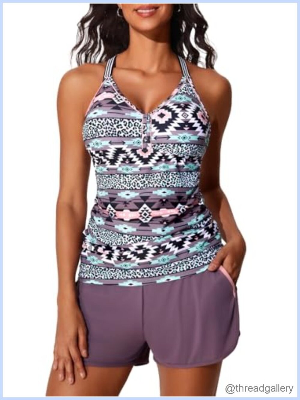 Women's Tankini Set with Shorts Tummy Control Adjustable Straps